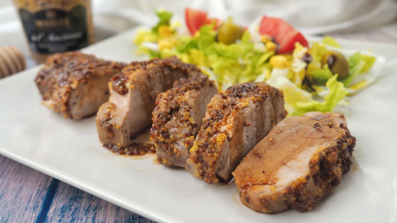 Solomillo  de cerdo ibérico a la mostaza con tocino. la suavidad hecha carne y un gran sabor